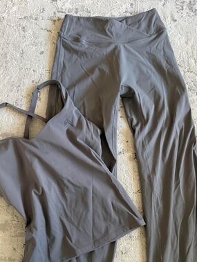 Oner Active Gray Wide-Leg Flare Pants with Matching Tank